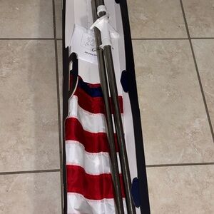 American Flag Pole Set with Red, White & Blue Flag